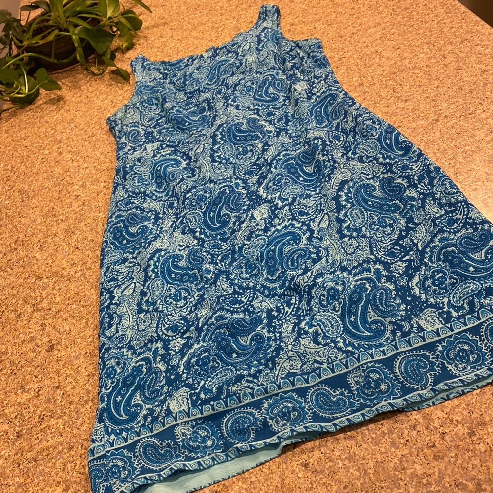 Mix Nouveau Blue Paisley Lined Dress Size Small With FLAWS